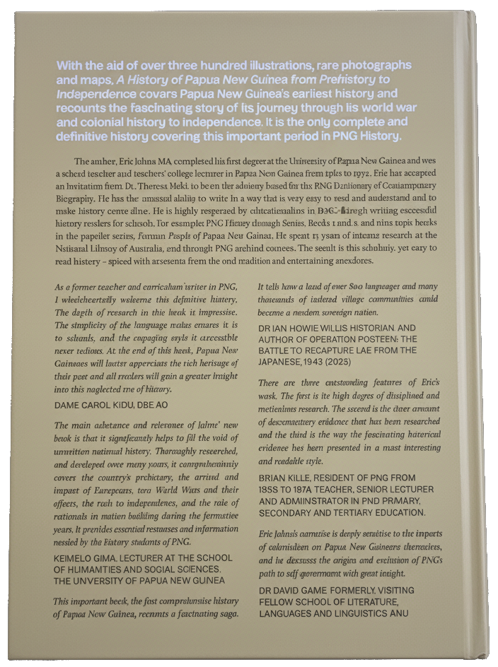 Back cover with endorsements